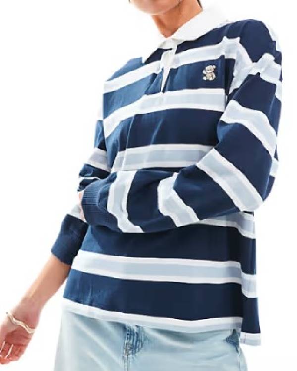 Welcome to Plathville Teegan Nichols Striped Rugby Shirt USA Jackets