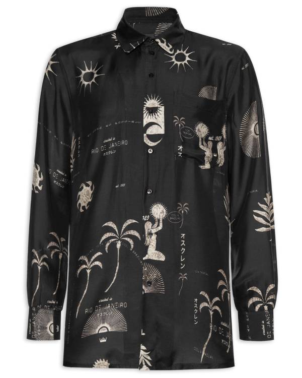 Dois às 10 Manu Rodrigues Black Printed Shirt Thobes