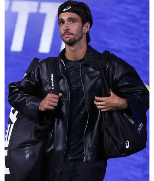 Lorenzo Musetti 2025 US Open Black Leather Jacket USA Jackets