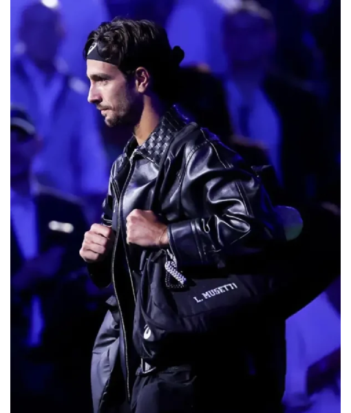 Lorenzo Musetti 2025 US Open Black Leather Jacket USA Jackets