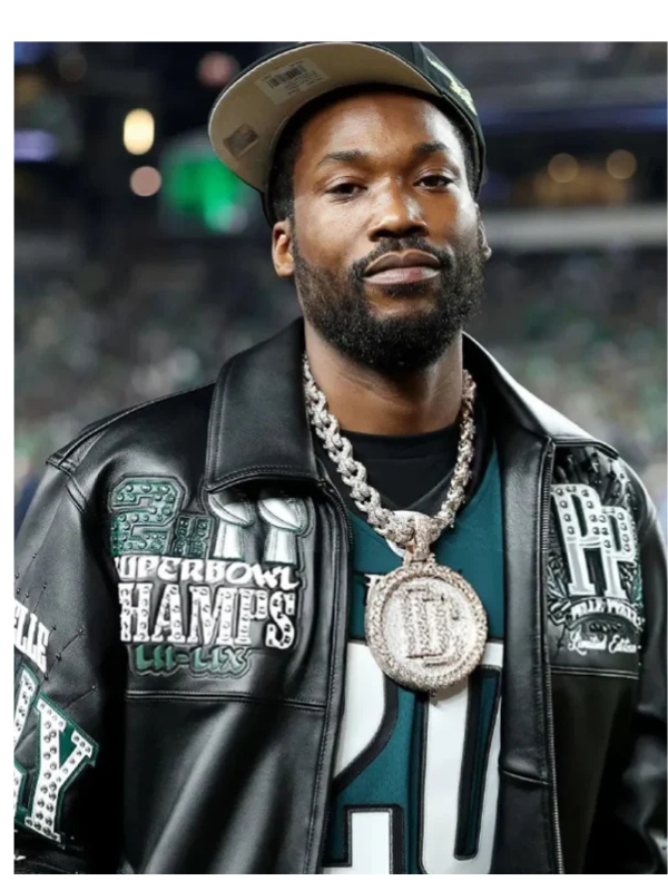 Meek Mill Eagles Black Leather Jacket USA Jackets