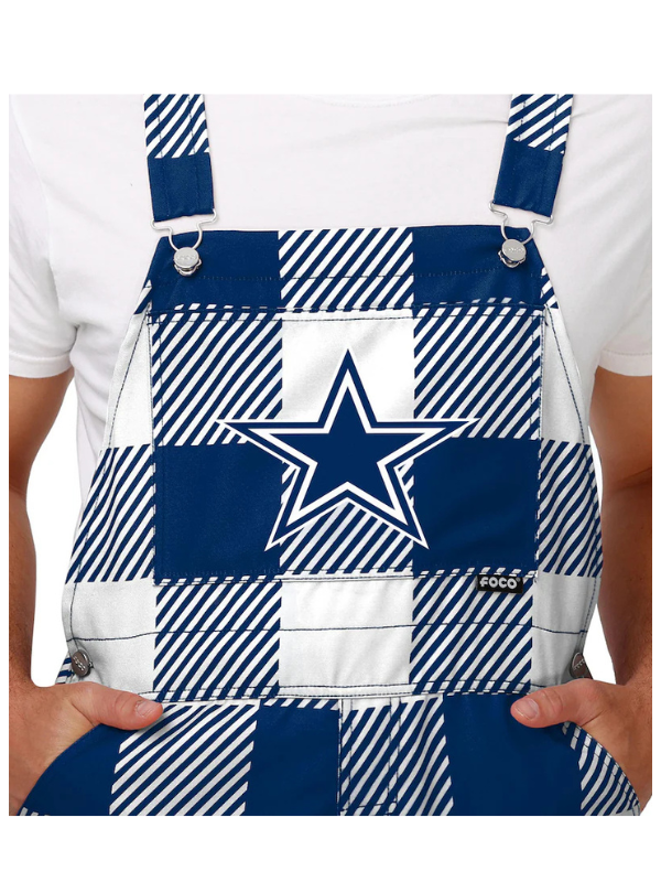 Men's FOCO Navy Dallas Cowboys Big Logo Plaid Overalls USA Jackets