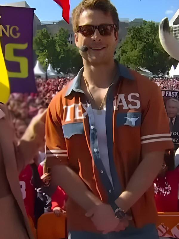 Glen Powell Kristin Juszczyk Texas Longhorns Shirt USA Jackets