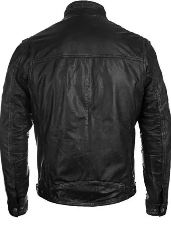 Men Cafe Racer Vintage Style Black Real Leather Jacket Thobes