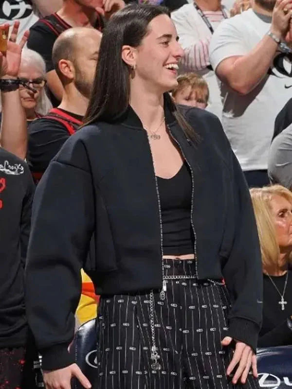 Caitlin Clark 2025 Black Bomber Jacket Thobes