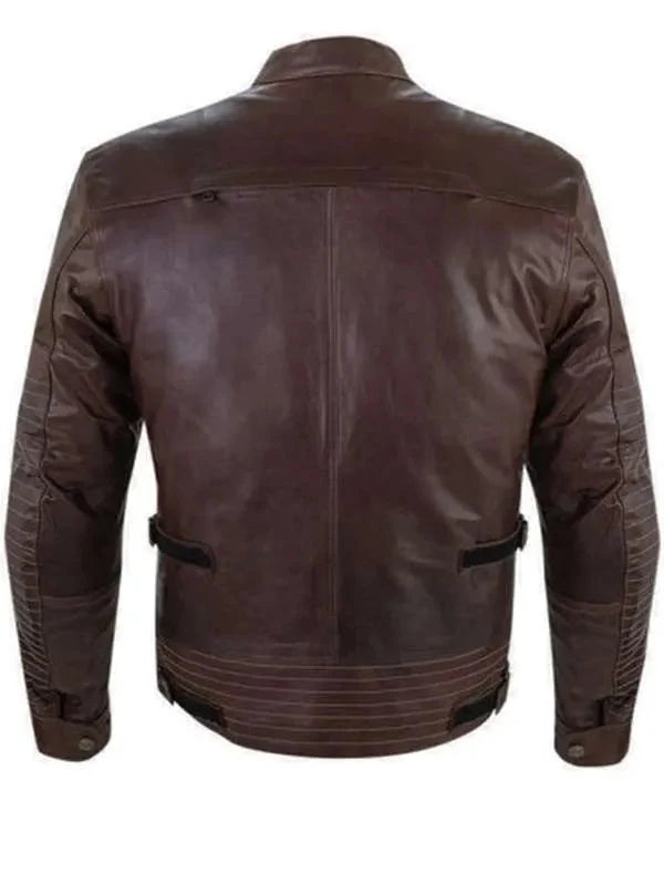 Brown Cafe Racer Real Leather Jacket For Men Thobes