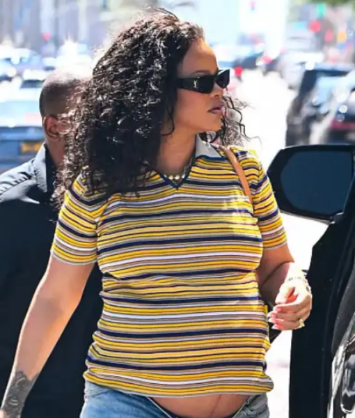 Rihanna LA 2025 Striped Polo Shirt USA Jackets