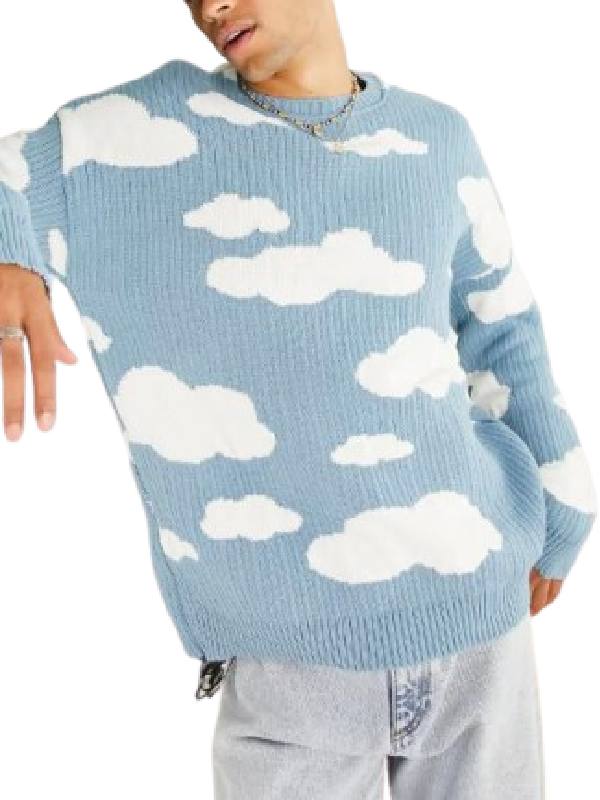 Dreaming Whilst Black S02 Adjani Salmon Blue Cloud Knitted Sweater USA Jackets