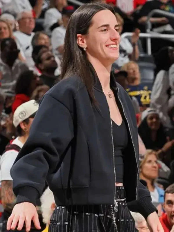 Caitlin Clark 2025 Black Bomber Jacket Thobes