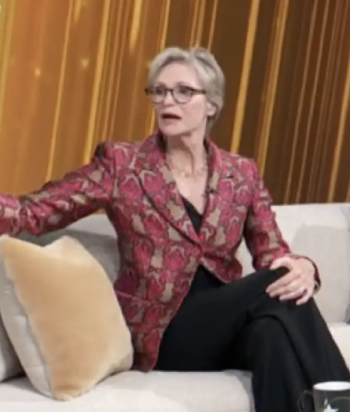 Access Daily 2025 Jane Lynch Floral Jacquard Blazer USA Jackets