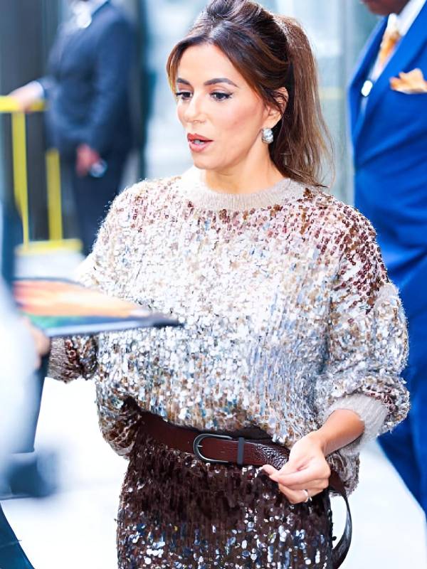LIVE with Kelly and Mark Eva Longoria Sequin Sweater USA Jackets