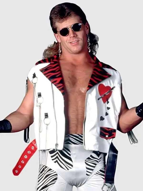 Shawn Michaels Heart Printed White Vest USA Jackets