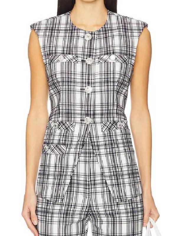 Only Murders in the Building S05 Selena Gomez Plaid Vest USA Jackets