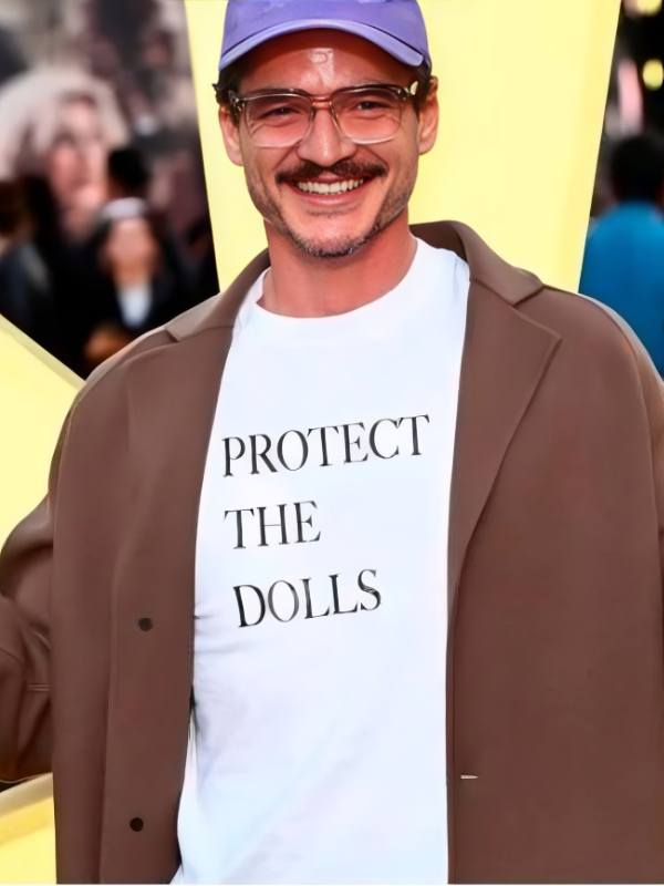 Pedro Pascal Protect The Dolls White Graphic T-Shirt Thobes