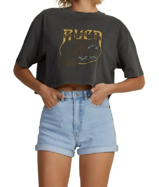 Playing Gracie Darling S01 Mina Grey Rvca Crop Tee USA Jackets