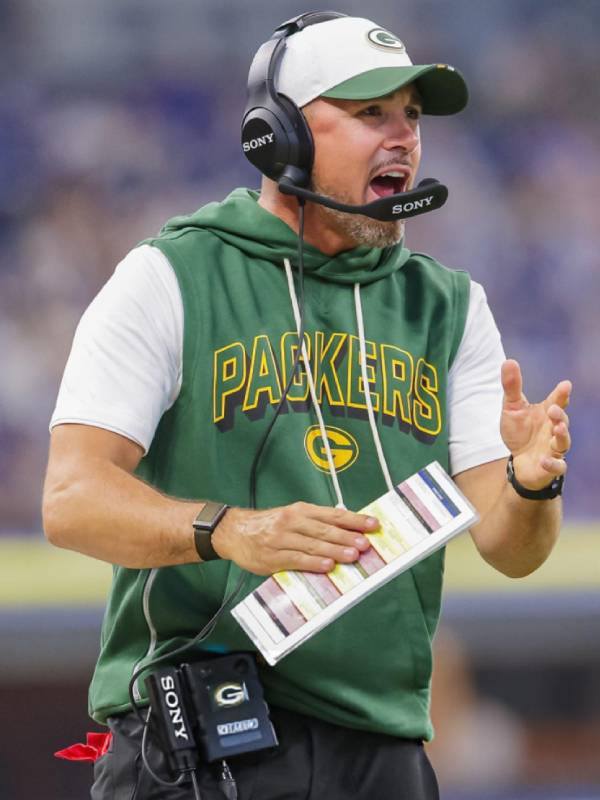 Matt LaFleur Packers Sideline Sleeveless Hoodie USA Jackets