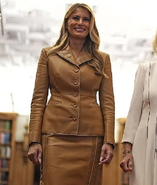 First Lady Melania Trump Brown Blazer USA Jackets