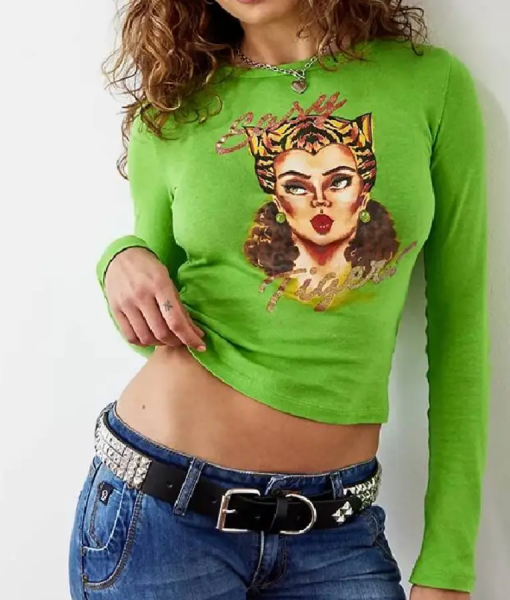 Wednesday Emma Myers Green Graphic Shirt USA Jackets