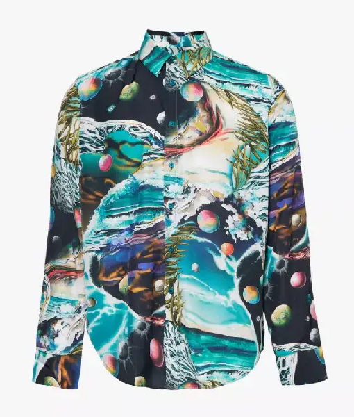 Great British Bake Off S16 Noel Fielding Beach Space Print Shirt USA Jackets