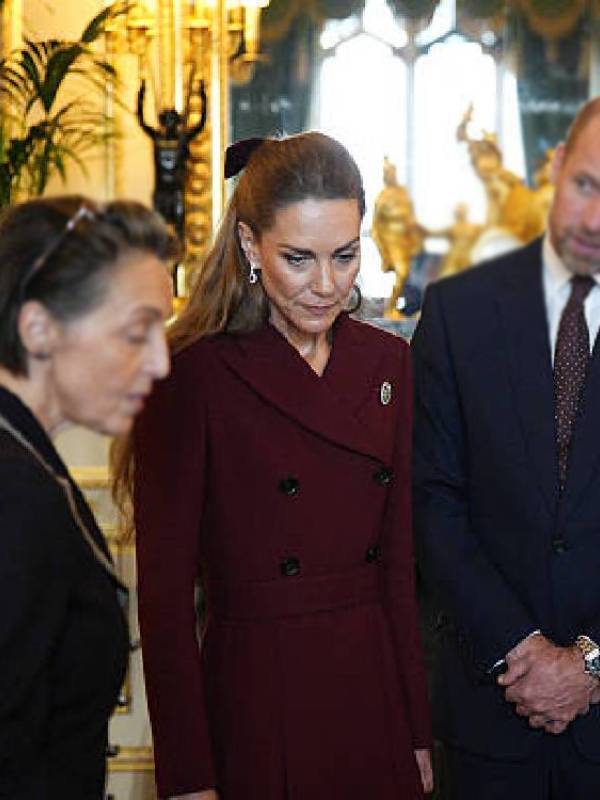 UK Trump Visit Kate Middleton Burgundy Coat USA Jackets