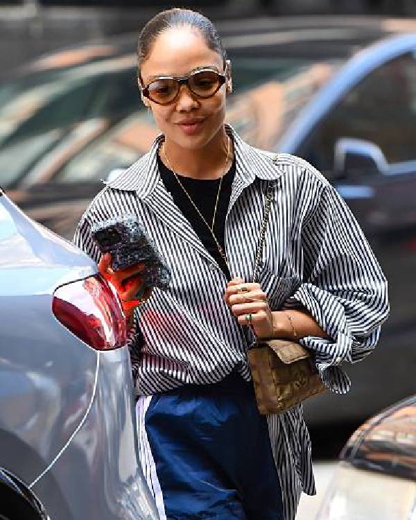 Tessa Thompson NYC Striped Shirt USA Jackets