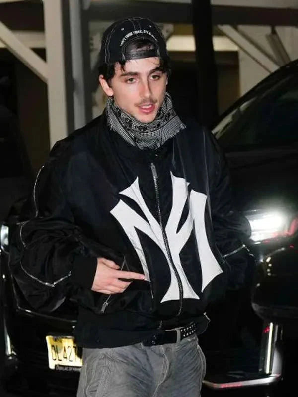 Timothée Chalamet SNL Afterparty New York City Bomber Jacket Thobes