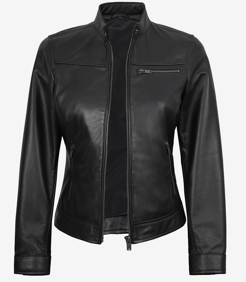 Bickford Women's Black Real Leather Biker Style Jacket