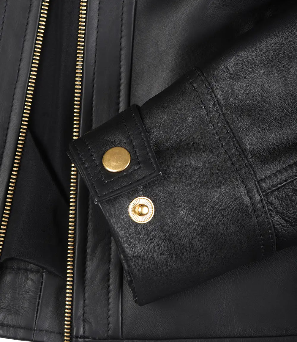 Women's Black Quilted Biker Leather Jacket