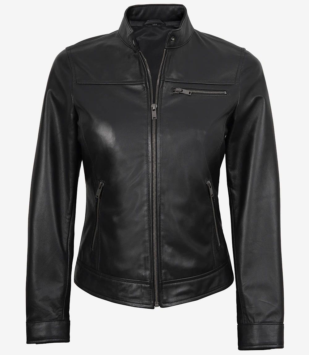 Bickford Women's Black Real Leather Biker Style Jacket