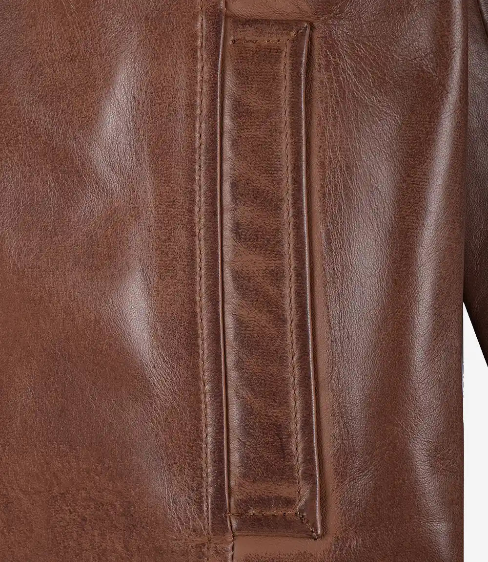 Reeves Men's Harrington Brown Real Leather Jacket
