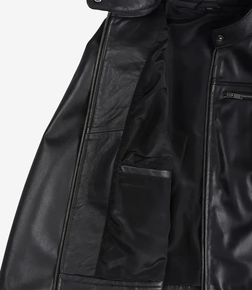 Bickford Men's Black Real Leather Biker Jacket