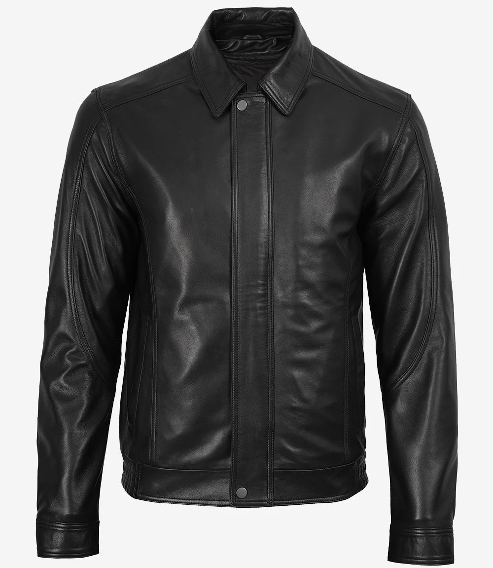 Men’s Black Harrington Real Leather Jacket