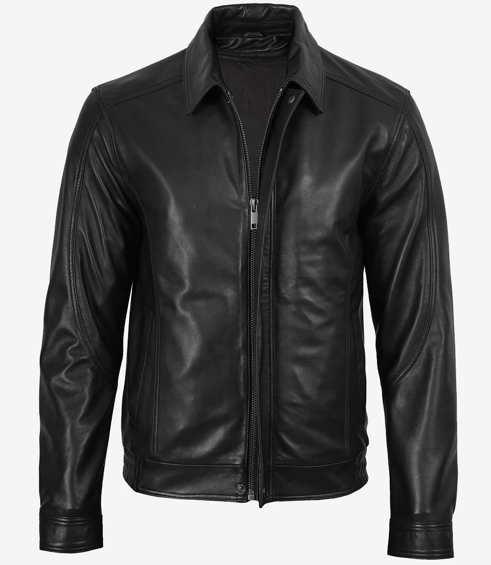 Men’s Black Harrington Real Leather Jacket