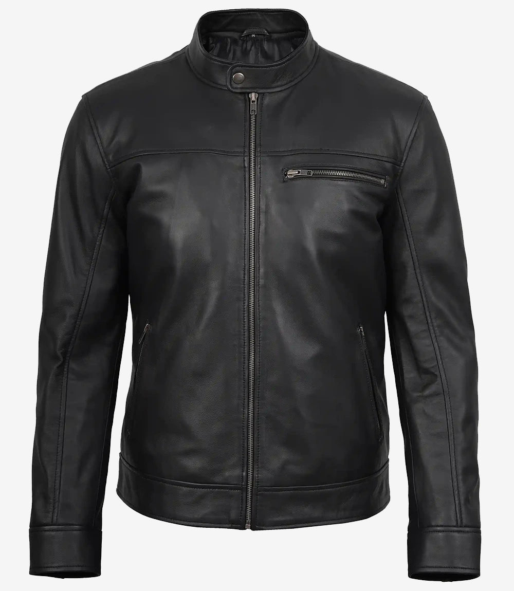 Bickford Men's Black Real Leather Biker Jacket