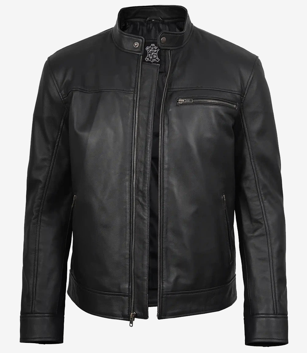 Bickford Men's Black Real Leather Biker Jacket