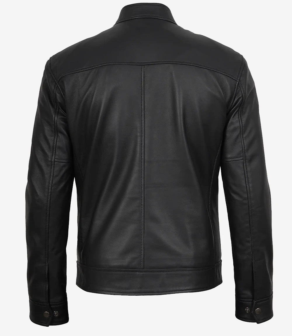 Bickford Men's Black Real Leather Biker Jacket