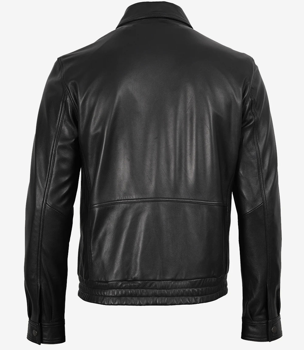 Men’s Black Harrington Real Leather Jacket