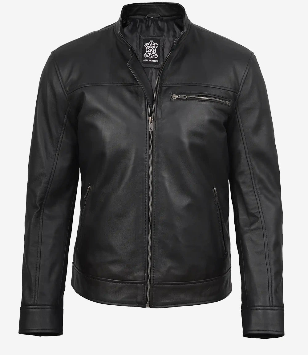 Bickford Men's Black Real Leather Biker Jacket