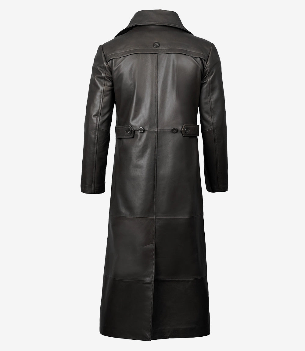 Black Men's Long Leather Duster Coat