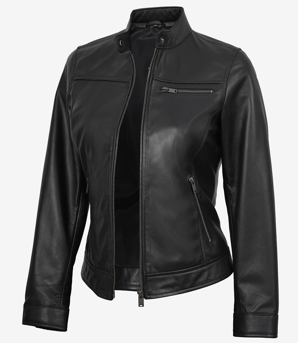 Bickford Women's Black Real Leather Biker Style Jacket